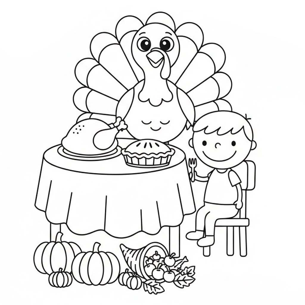 Kolorowanka Narysuj Święto Dziękczynienia wydruku podstawowy