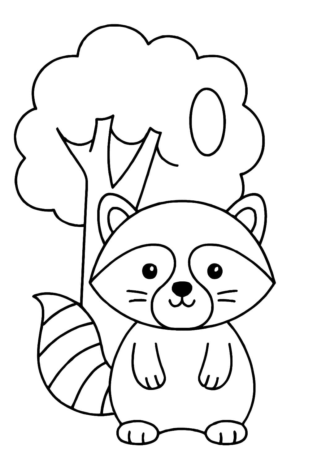 Kolorowanka Narysuj Szop Pracz łatwy