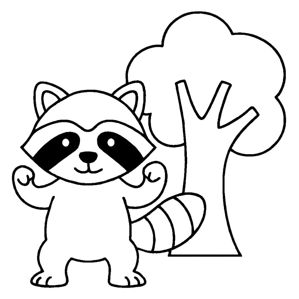 Kolorowanka Narysuj Szop Pracz podstawowy