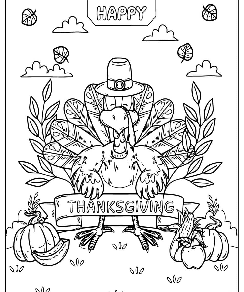 Kolorowanka Święto Dziękczynienia bezpłatny wydruku