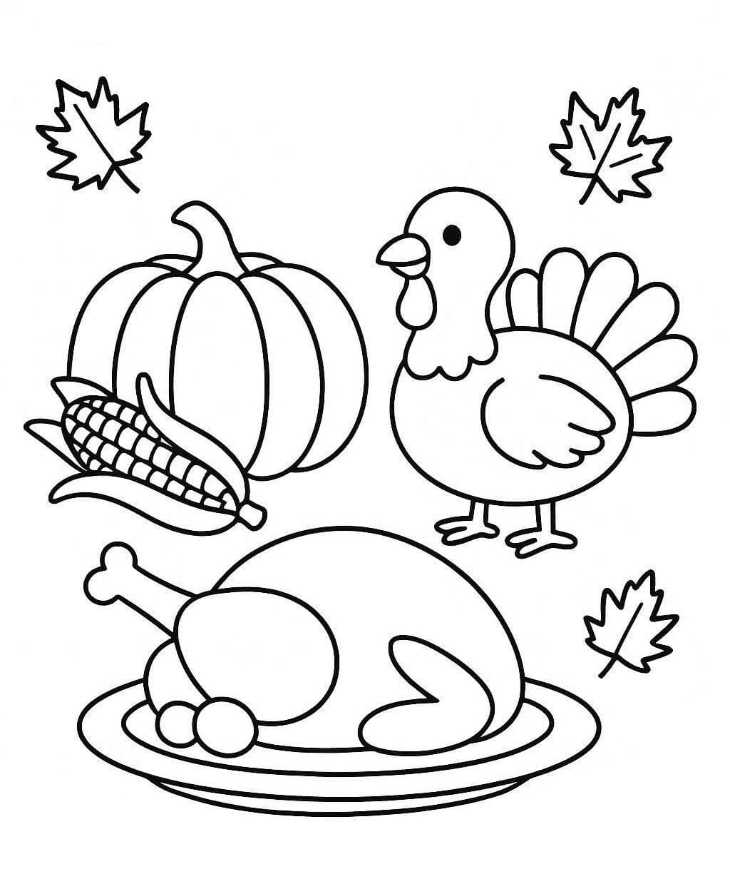 Kolorowanka Święto Dziękczynienia wydruku dla dzieci