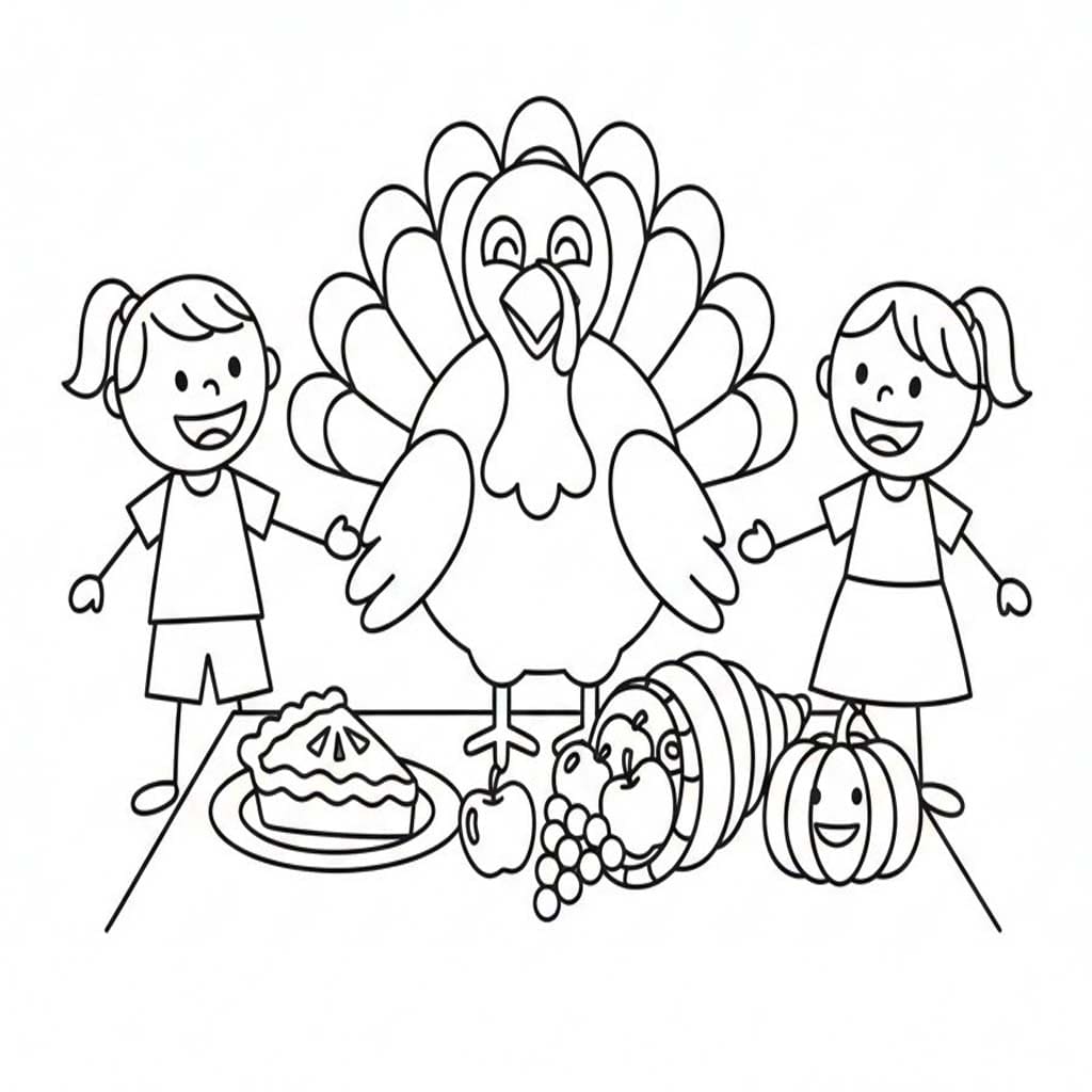 Kolorowanka Święto Dziękczynienia wydruku łatwy