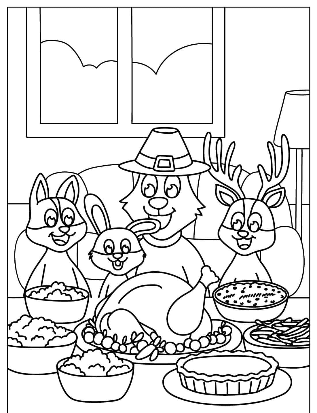 Kolorowanka Święto Dziękczynienia wydruku prosty