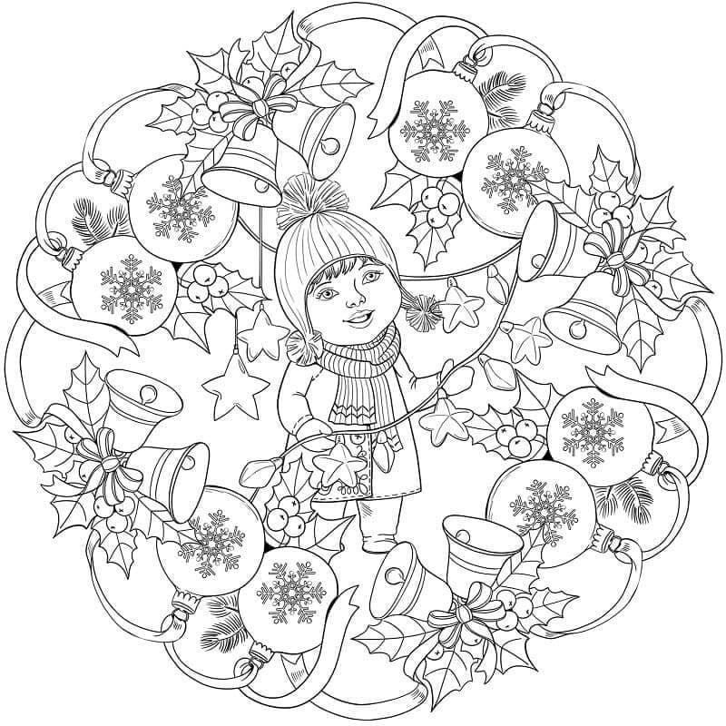 Kolorowanka Mandala świąteczna 1