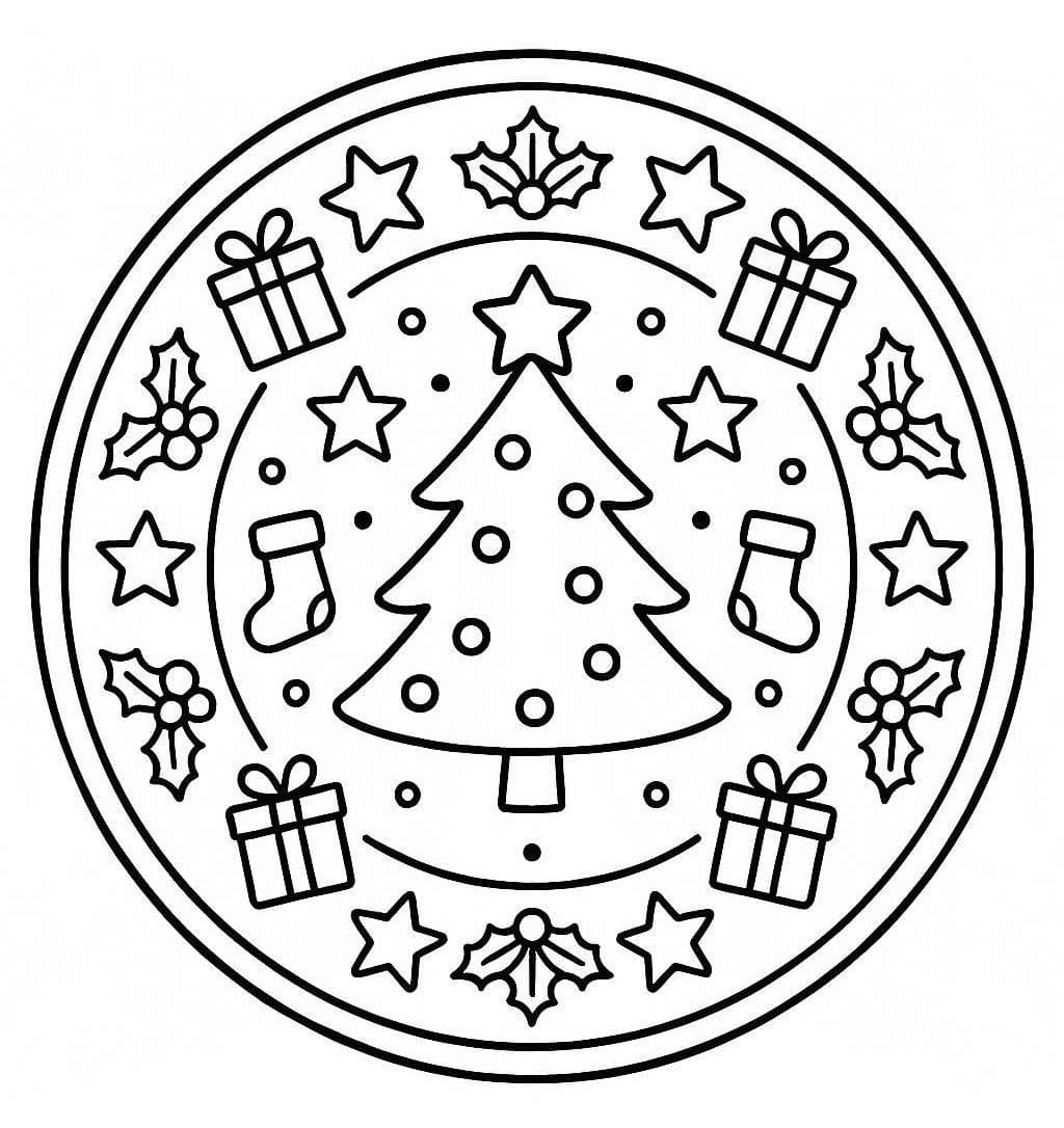 Kolorowanka Mandala świąteczna 2