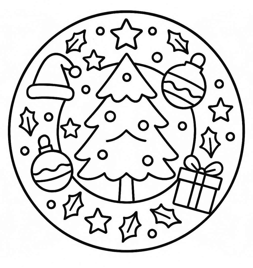 Kolorowanka Mandala świąteczna 3