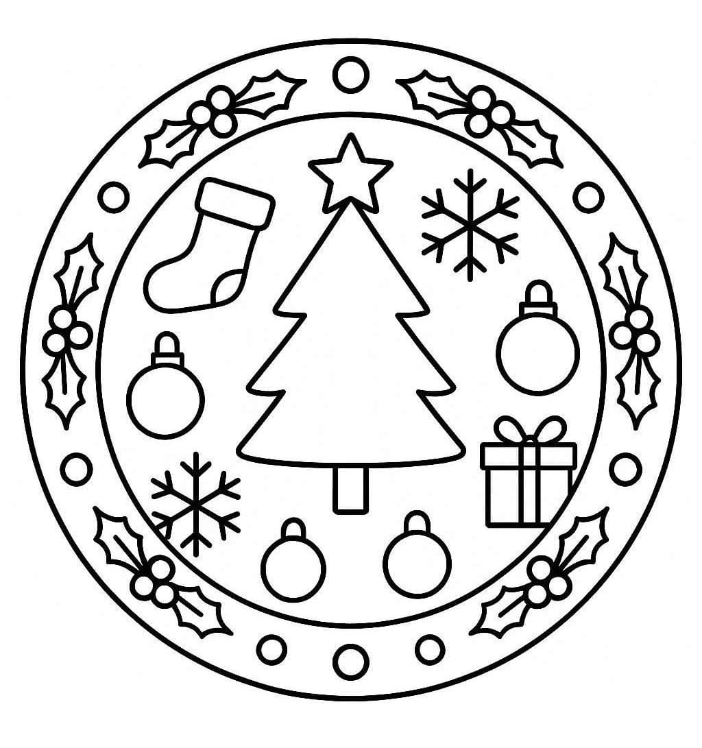 Kolorowanka Mandala świąteczna 4