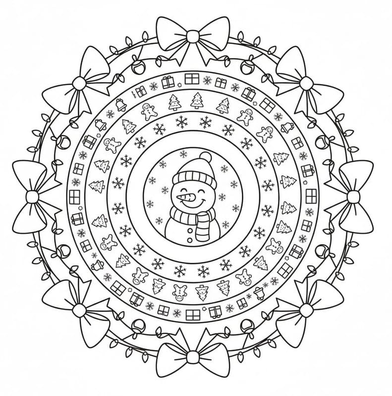 Kolorowanka Mandala świąteczna bezpłatny dla dzieci
