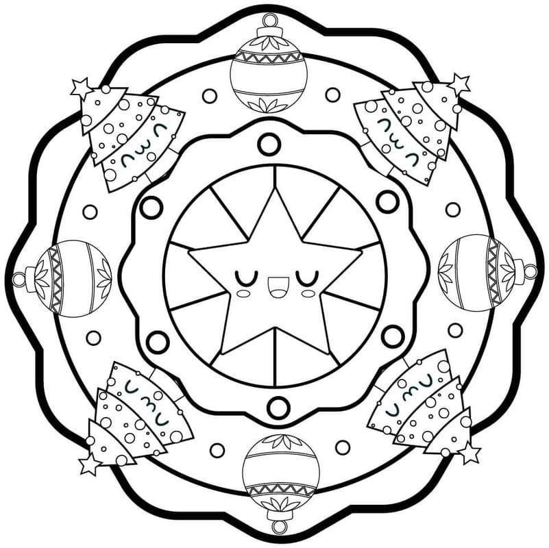 Kolorowanka Mandala świąteczna bezpłatny łatwy