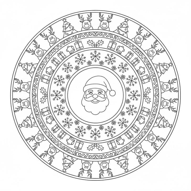 Kolorowanka Mandala świąteczna bezpłatny podstawowy