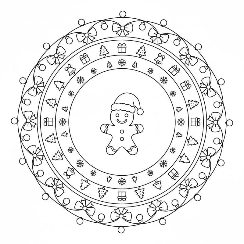 Kolorowanka Mandala świąteczna bezpłatny wydruku dla dzieci