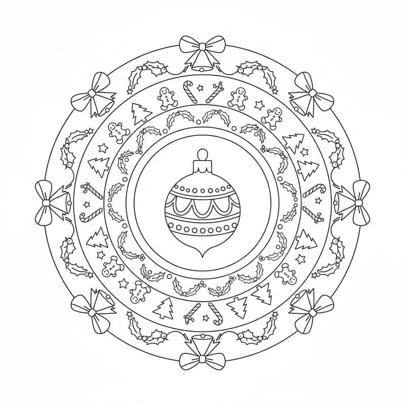 Kolorowanka Mandala świąteczna bezpłatny wydruku podstawowy