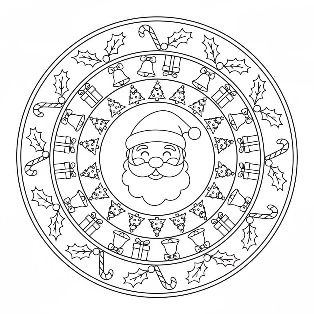Kolorowanka Mandala świąteczna bezpłatny wydruku
