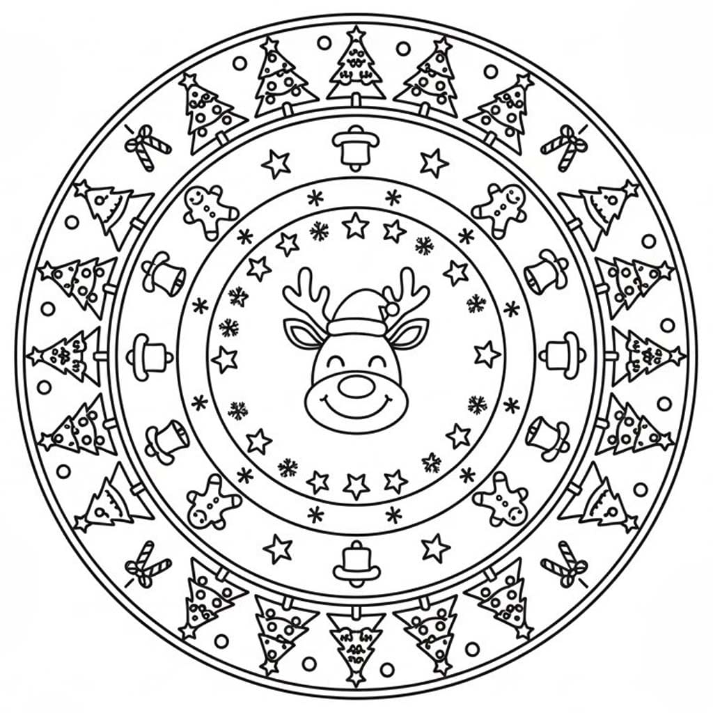 Kolorowanka Mandala świąteczna bezpłatny