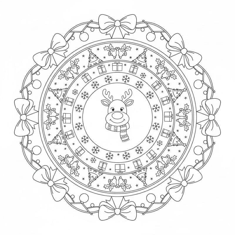 Kolorowanka Mandala świąteczna dla dzieci