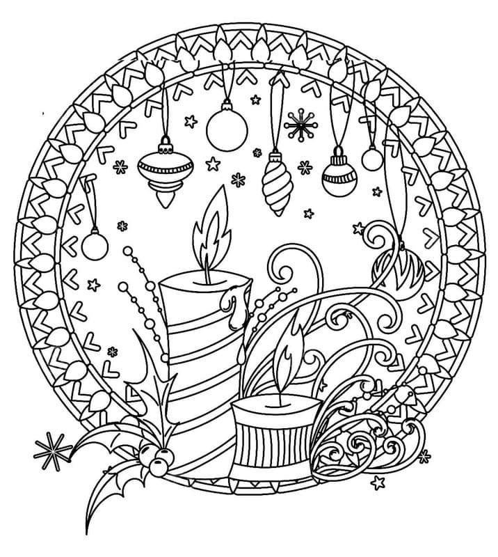 Kolorowanka Mandala świąteczna wydruku łatwy