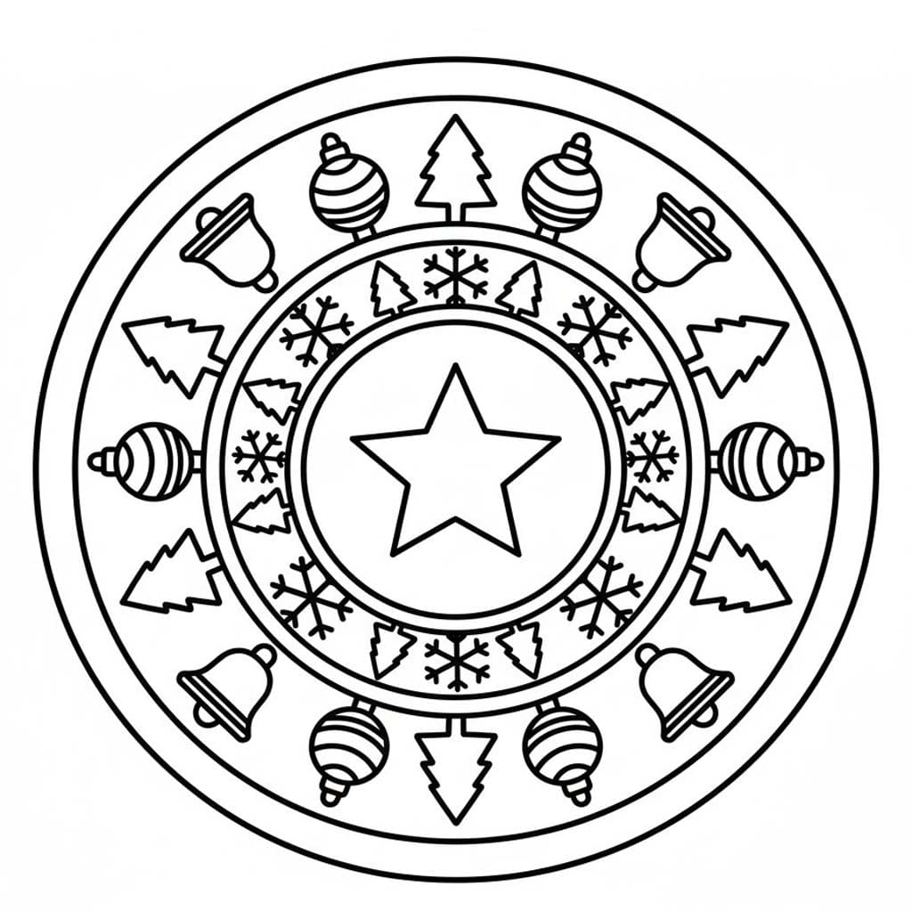 Kolorowanka Mandala świąteczna wydruku