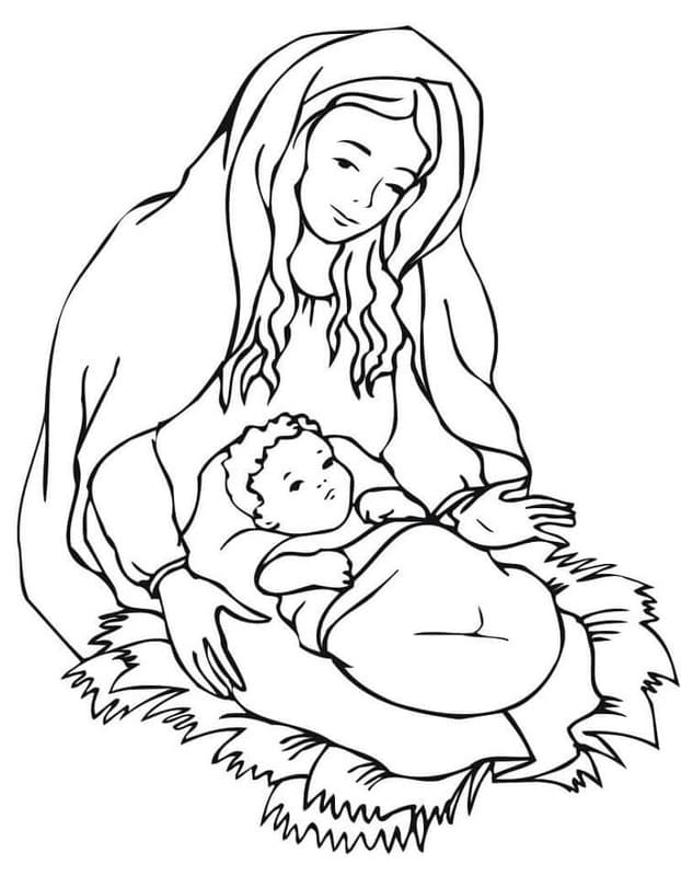 Kolorowanka Narysuj Dzieciątko Jezus prosty