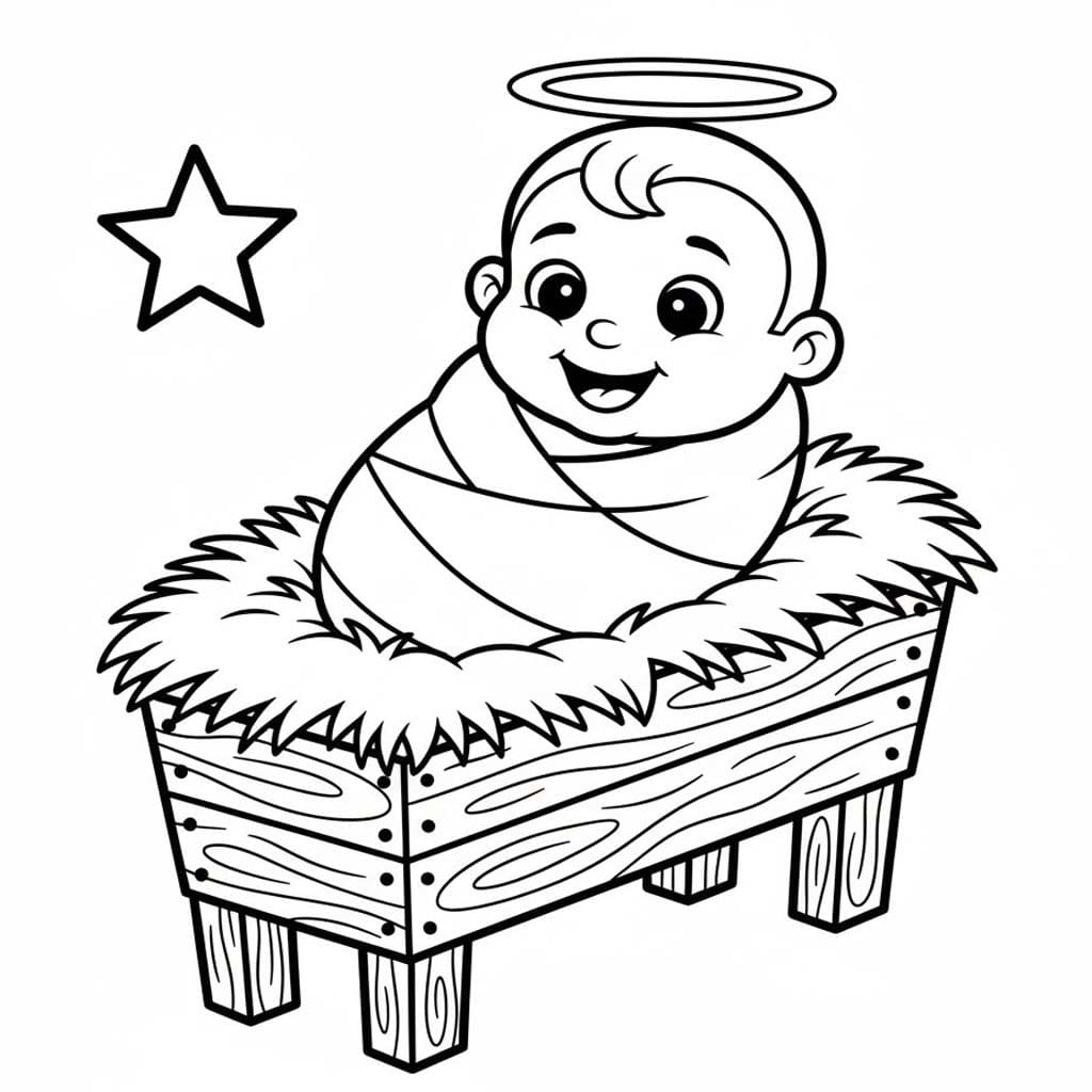 Kolorowanka Narysuj Dzieciątko Jezus wydruku podstawowy