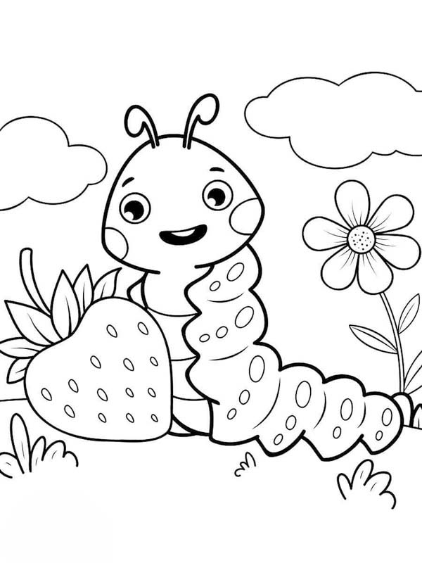 Kolorowanka Narysuj Gąsienica bezpłatny wydruku łatwy