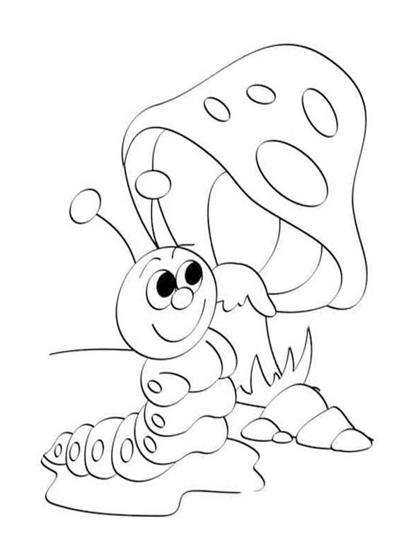 Kolorowanka Narysuj Gąsienica wydruku dla dzieci