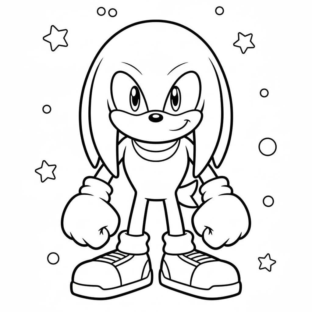 Kolorowanka Narysuj Knuckles bezpłatny dla dzieci