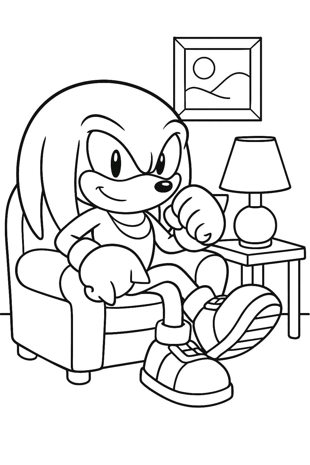 Kolorowanka Narysuj Knuckles wydruku podstawowy