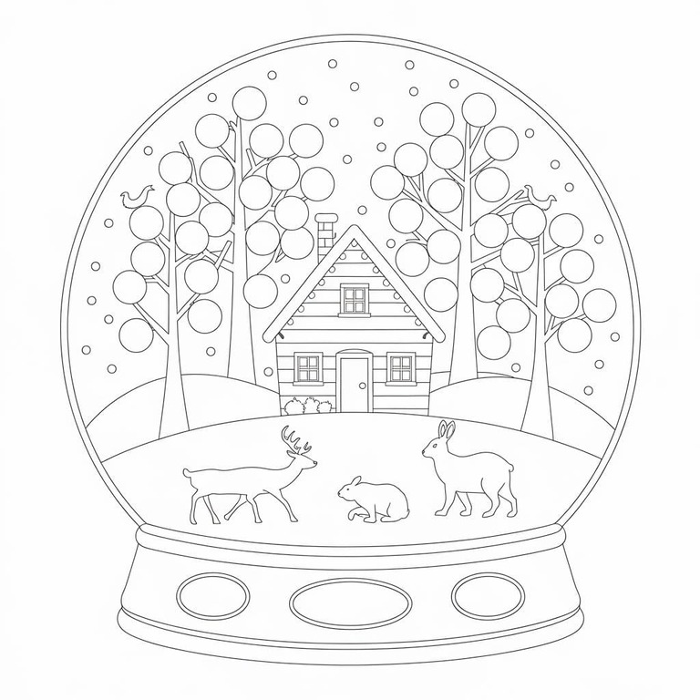 Kolorowanka Narysuj Kula śnieżna dla dzieci
