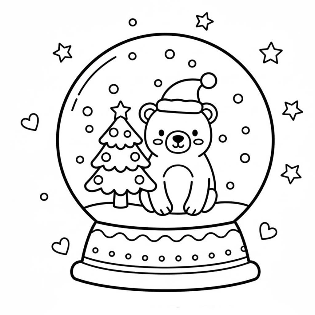 Kolorowanka Narysuj Kula śnieżna wydruku dla dzieci
