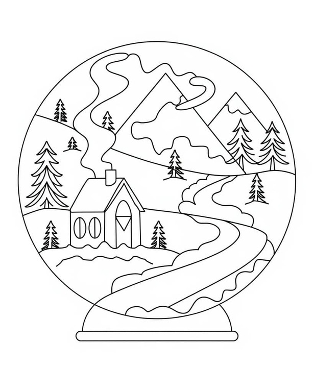 Kolorowanka Narysuj Kula śnieżna wydruku prosty
