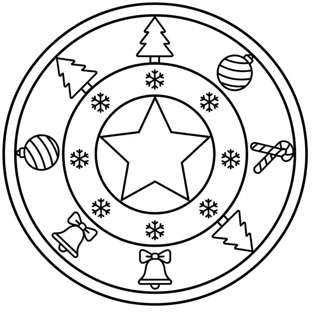 Kolorowanka Narysuj Mandala świąteczna bezpłatny dla dzieci