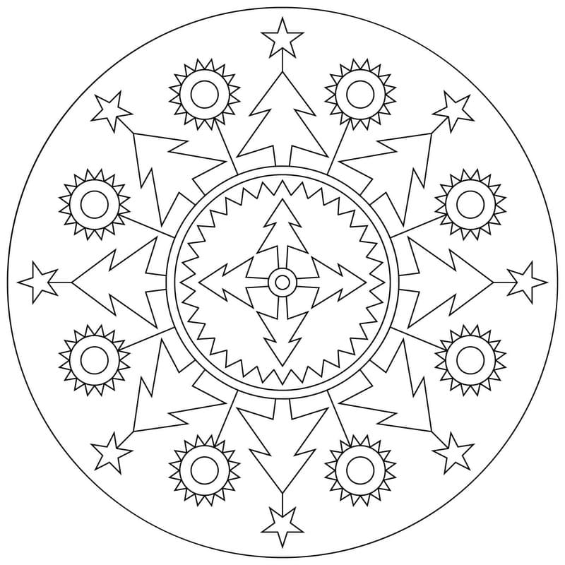 Kolorowanka Narysuj Mandala świąteczna bezpłatny łatwy