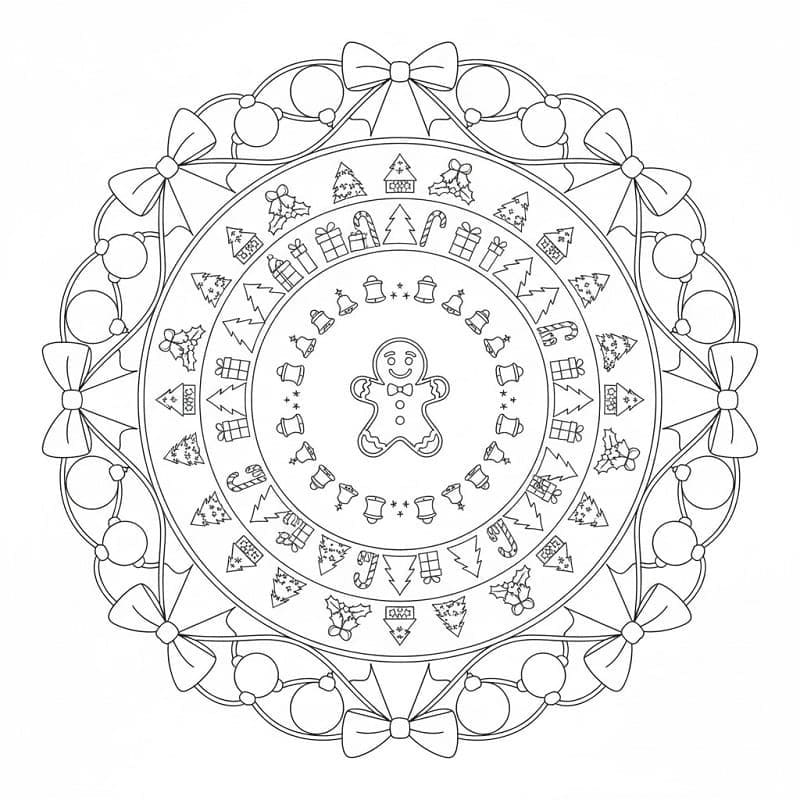 Kolorowanka Narysuj Mandala świąteczna bezpłatny podstawowy