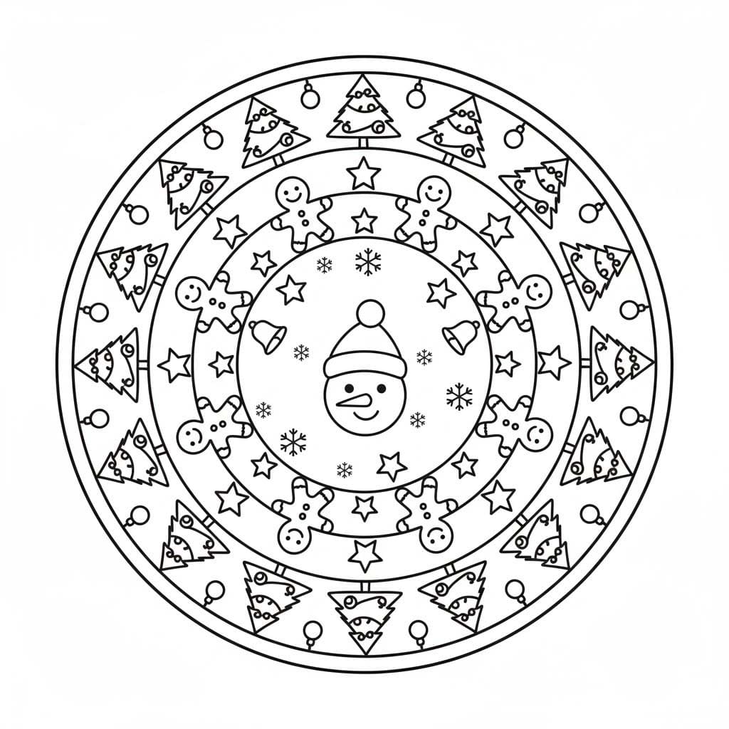 Kolorowanka Narysuj Mandala świąteczna bezpłatny wydruku