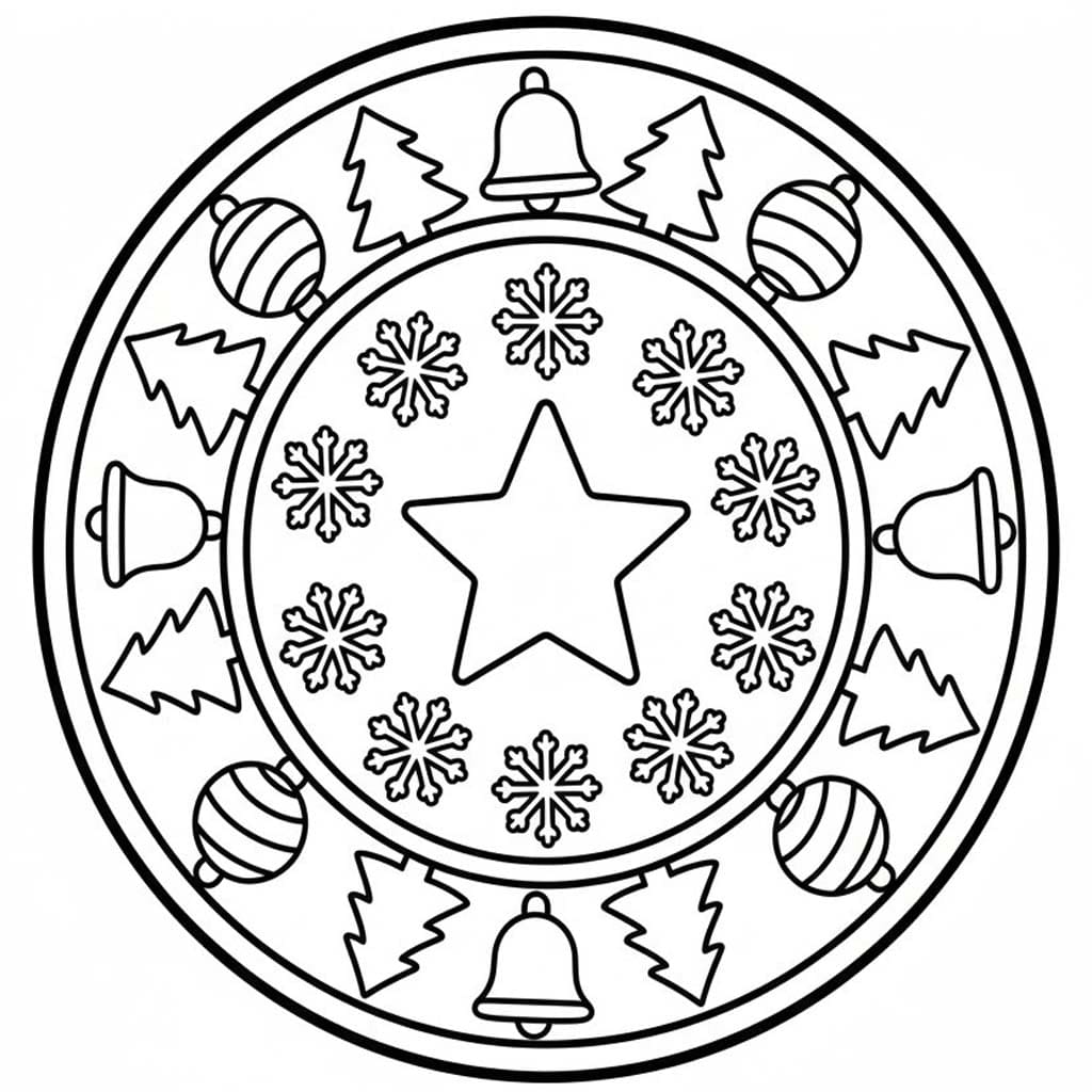 Kolorowanka Narysuj Mandala świąteczna bezpłatny