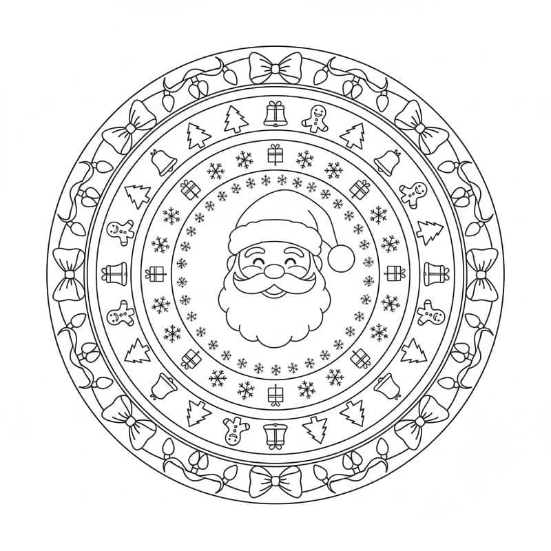 Kolorowanka Narysuj Mandala świąteczna dla dzieci