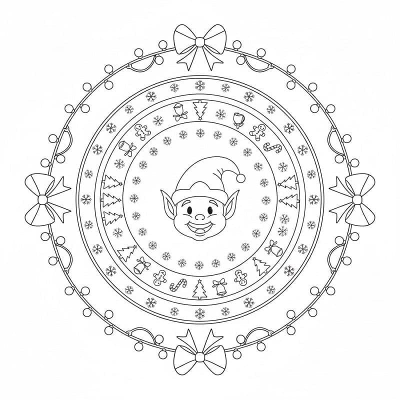 Kolorowanka Narysuj Mandala świąteczna wydruku podstawowy