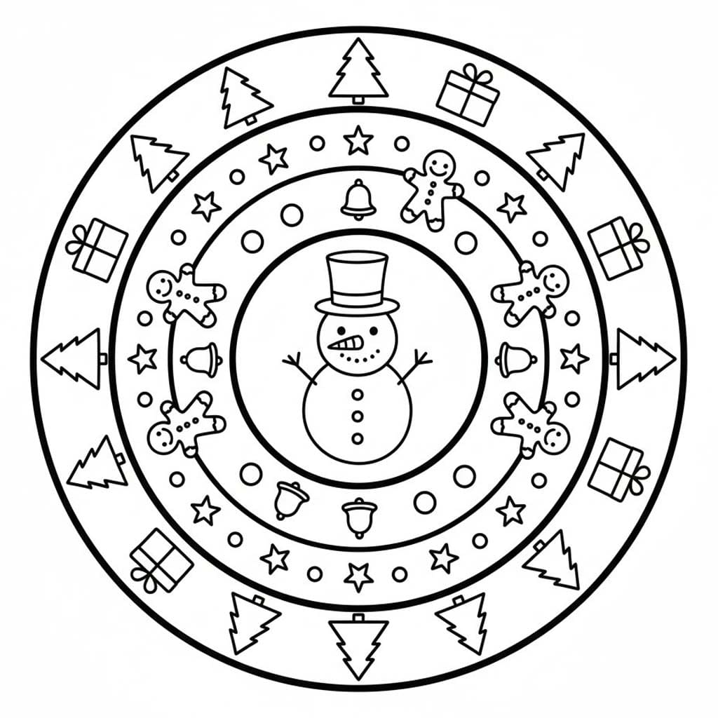 Kolorowanka Narysuj Mandala świąteczna wydruku