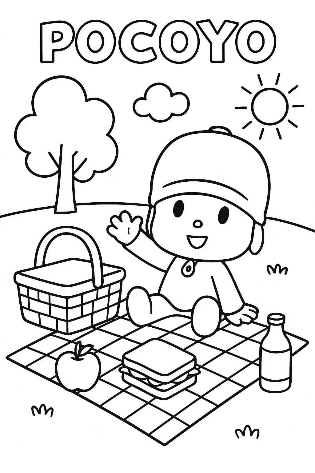 Kolorowanka Narysuj Pocoyo bezpłatny wydruku podstawowy