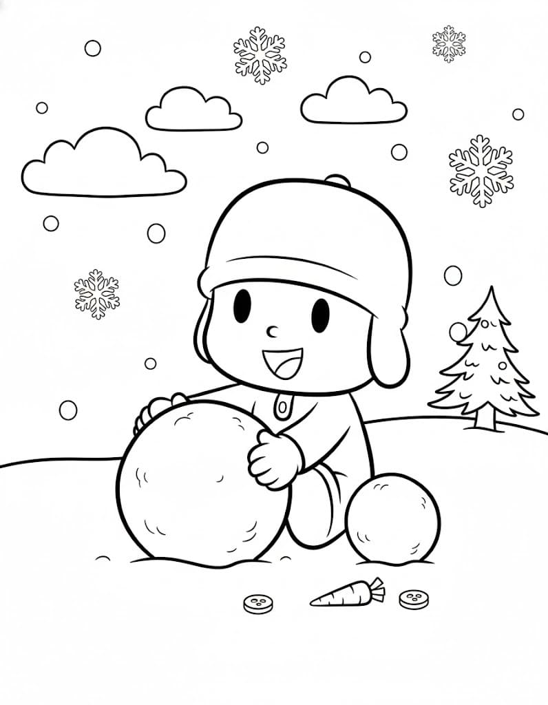 Kolorowanka Narysuj Pocoyo bezpłatny wydruku