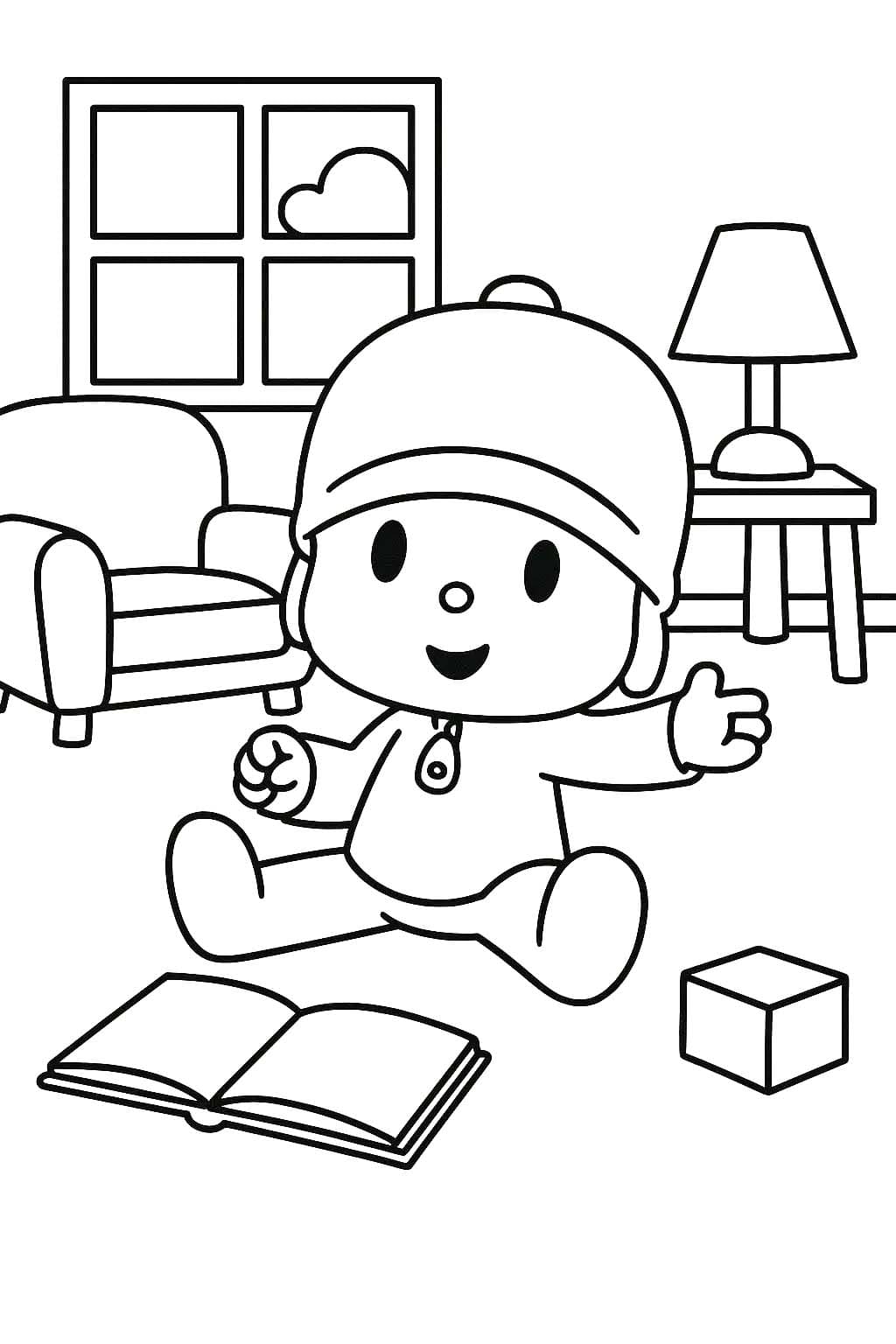 Kolorowanka Narysuj Pocoyo dla dzieci