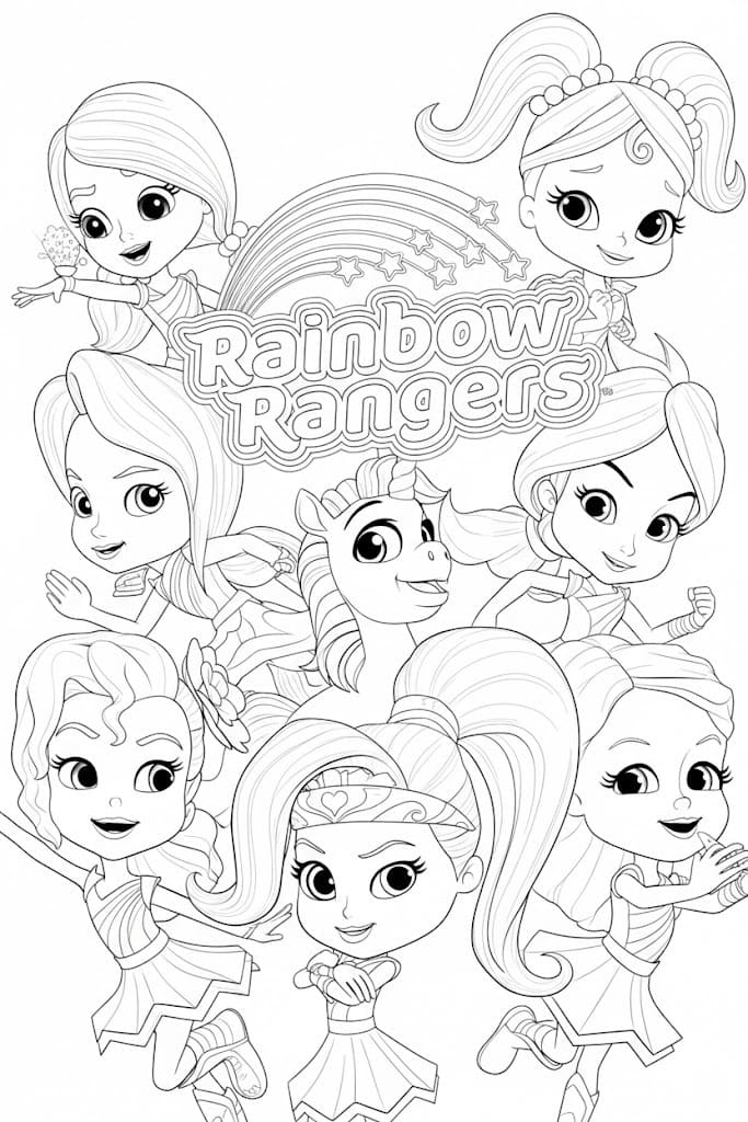 Kolorowanka Narysuj Rainbow Rangers bezpłatny
