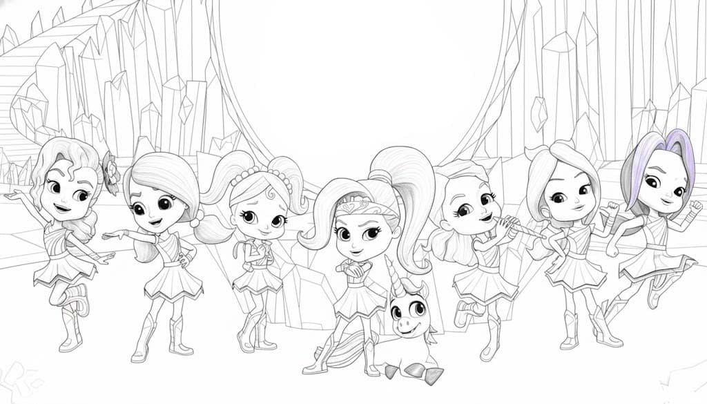 Kolorowanka Narysuj Rainbow Rangers dla dzieci