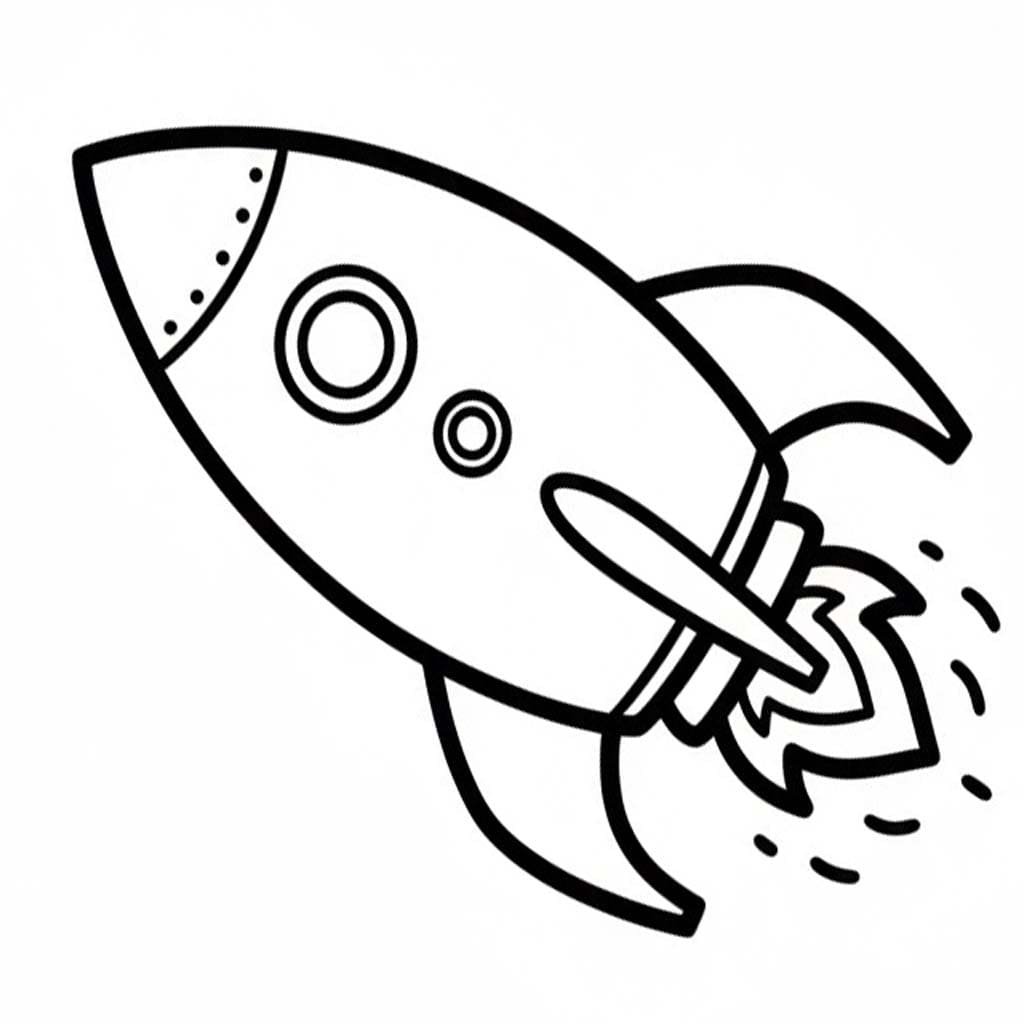 Kolorowanka Narysuj Rakieta wydruku dla dzieci