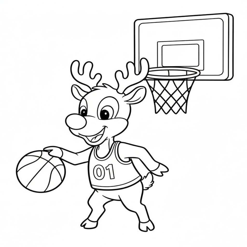 Kolorowanka Narysuj Renifer Rudolf bezpłatny podstawowy