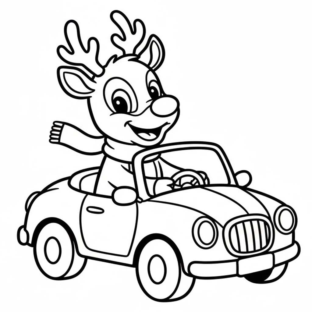 Kolorowanka Narysuj Renifer Rudolf bezpłatny wydruku podstawowy
