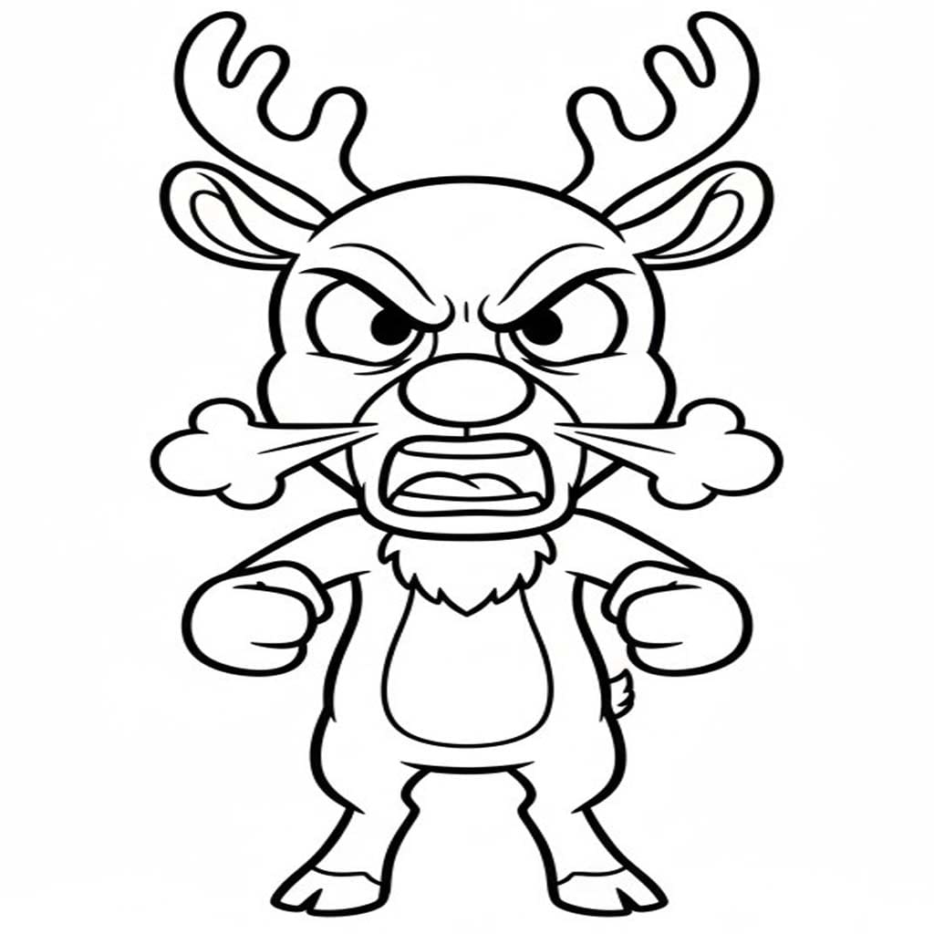 Kolorowanka Narysuj Renifer Rudolf bezpłatny wydruku