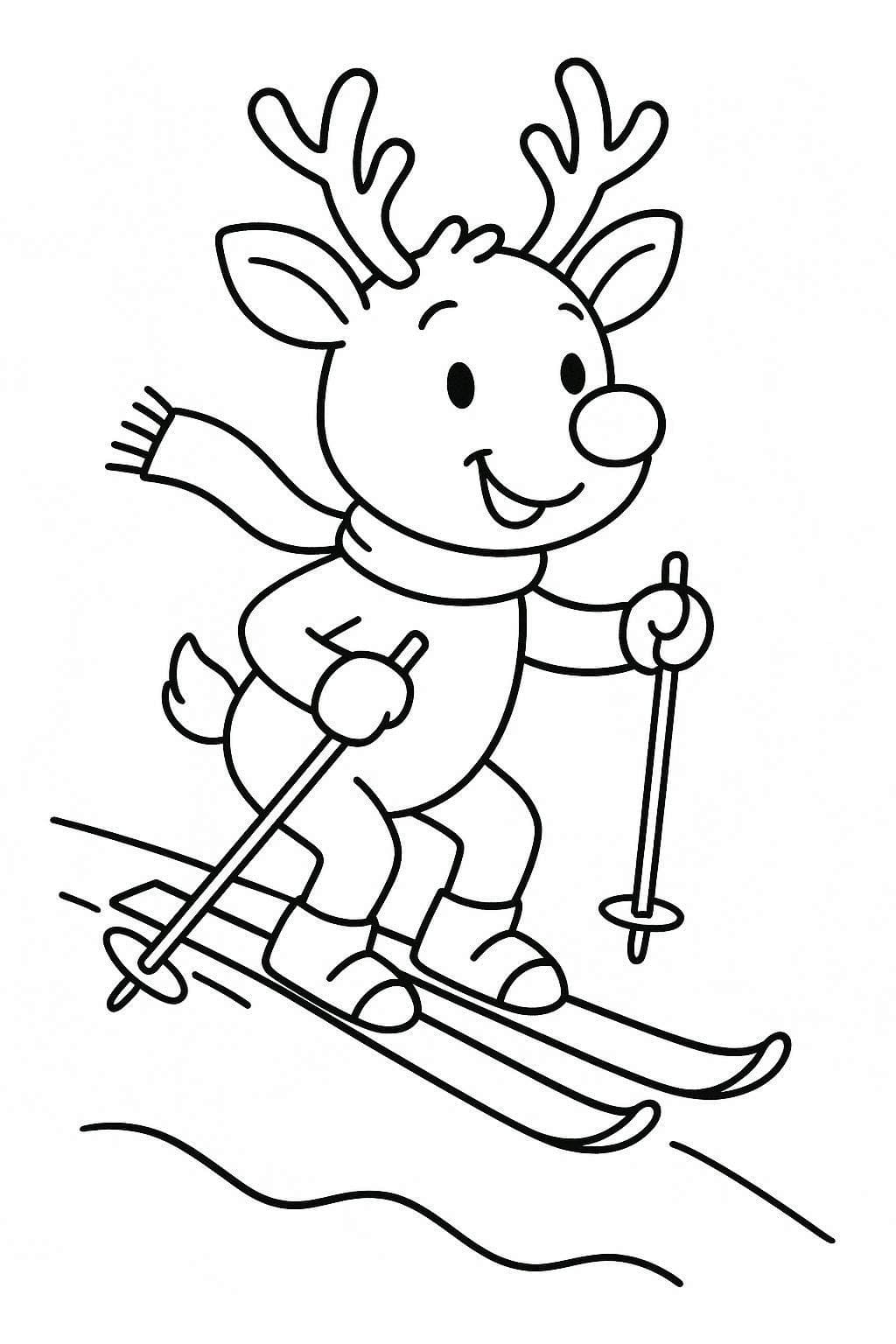 Kolorowanka Narysuj Renifer Rudolf łatwy