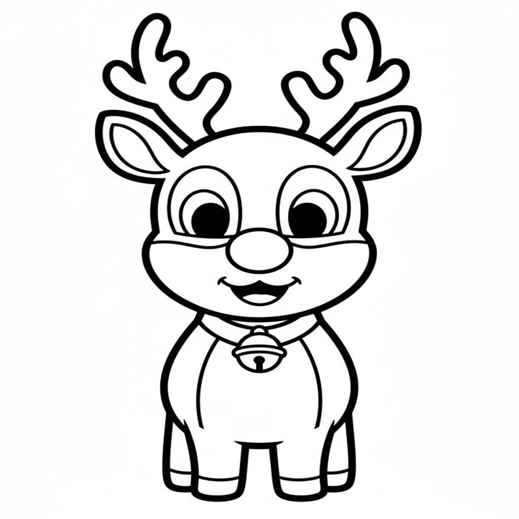 Kolorowanka Narysuj Renifer Rudolf wydruku łatwy