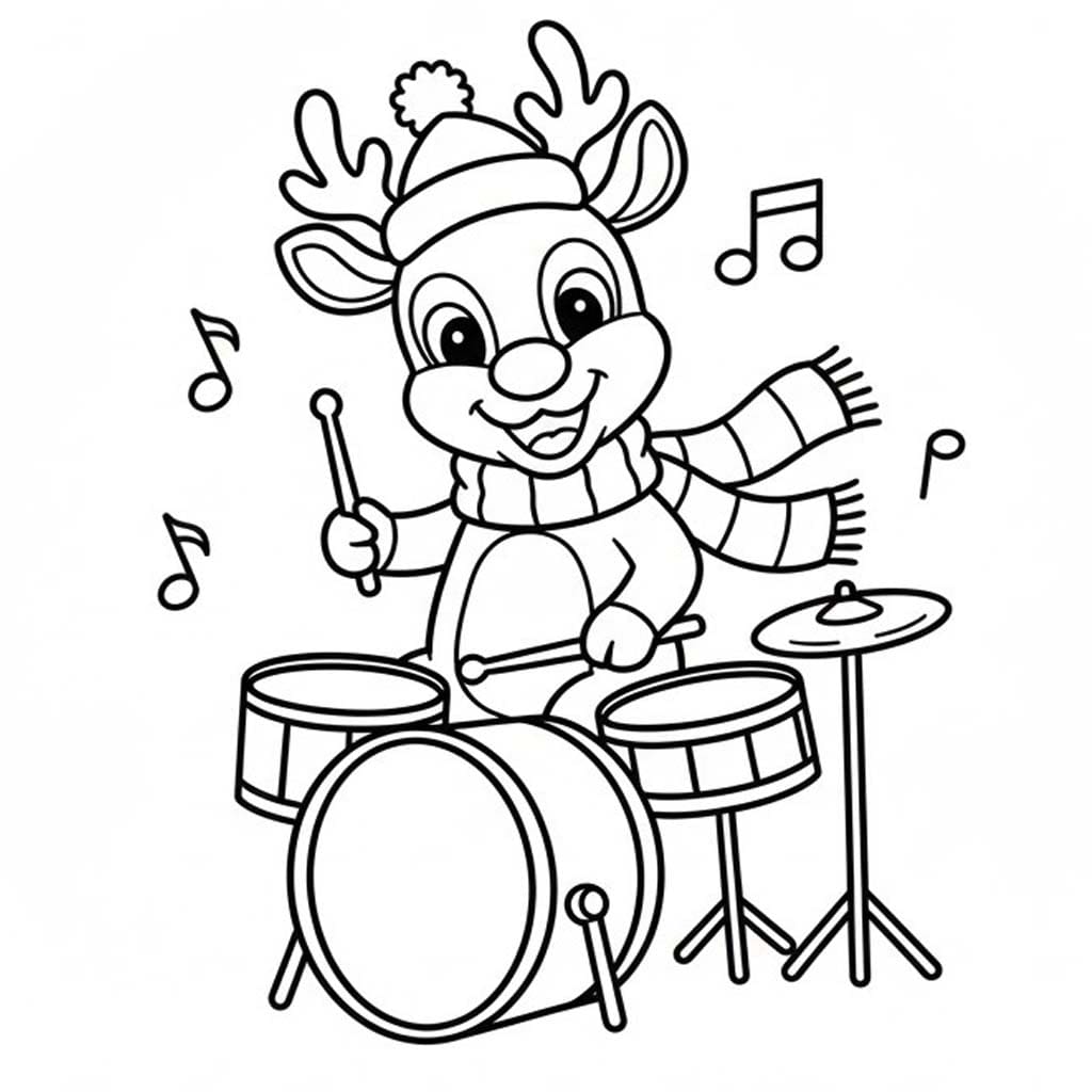 Kolorowanka Narysuj Renifer Rudolf wydruku podstawowy